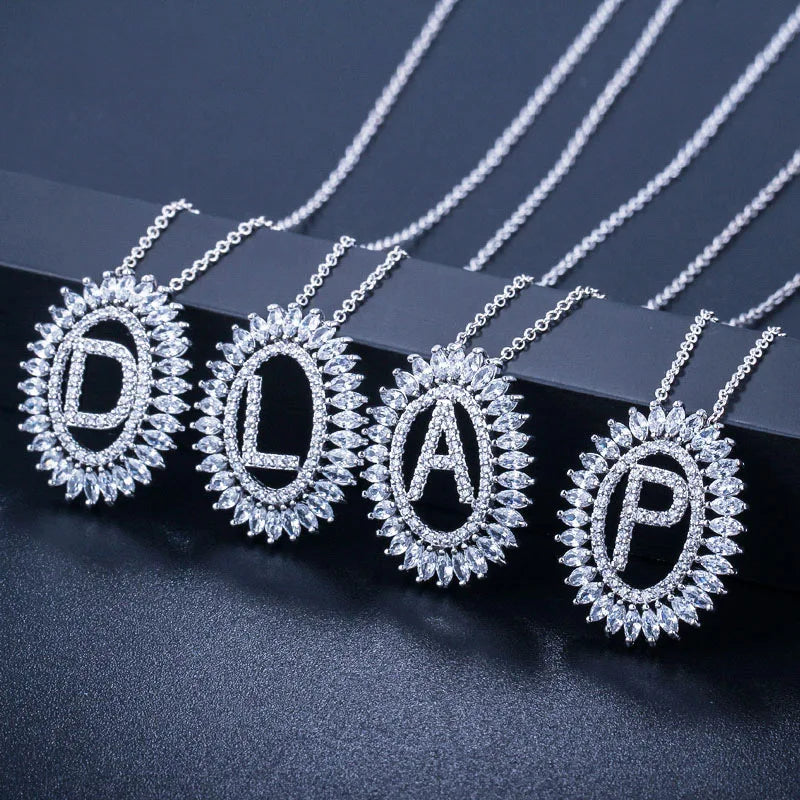 CWWZircons Ladies Silver Round Crystal Stone Necklace