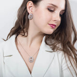 CWWZircons Ladies Silver Round Crystal Stone Necklace