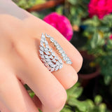 CWWZircons Angel Wing CZ Open Cuff Ring for Women Wedding Evening R272