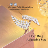 CWWZircons Angel Wing CZ Open Cuff Ring for Women Wedding Evening R272