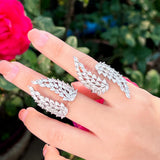 CWWZircons Angel Wing CZ Open Cuff Ring for Women Wedding Evening R272