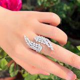 CWWZircons Angel Wing CZ Open Cuff Ring for Women Wedding Evening R272