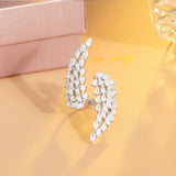 CWWZircons Angel Wing CZ Open Cuff Ring for Women Wedding Evening R272