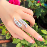 CWWZircons Angel Wing CZ Open Cuff Ring for Women Wedding Evening R272