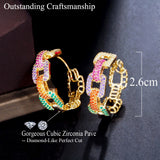 CWWZircons Colorful CZ Geometric Chain Hoop Earrings