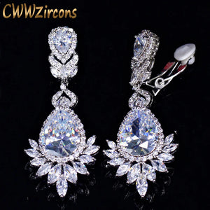 CZ Zirconia Crystal Bridal Wedding Clip Earrings CZ409