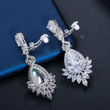 CZ Zirconia Crystal Bridal Wedding Clip Earrings CZ409