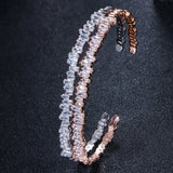 CZ Baguette Cuff Bangle Bracelet For Women