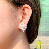 CWWZircons Bridal Wedding Clip-On Pearl Earrings CZ162