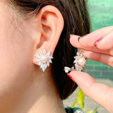 CWWZircons Bridal Wedding Clip-On Pearl Earrings CZ162