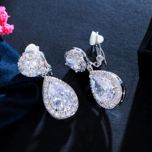 CWWZircons CZ Crystal Clip On Earrings
