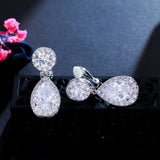 CWWZircons CZ Crystal Clip On Earrings