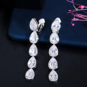 CWWZircons CZ Crystal Clip On Earrings for Women