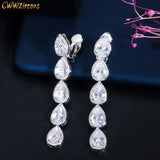 CWWZircons CZ Crystal Clip On Earrings for Women