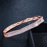 Rose Zircon Open Cuff Bangle for Women