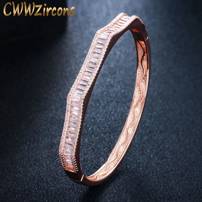 Rose Zircon Open Cuff Bangle for Women