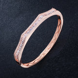 Rose Zircon Open Cuff Bangle for Women