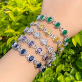 Purple CZ Crystal Round Tennis Bracelet Women Jewelry CB274