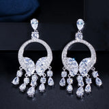 CWWZircons Big CZ Stone Yellow Crystal Tassel Drop Earrings for Women CZ034