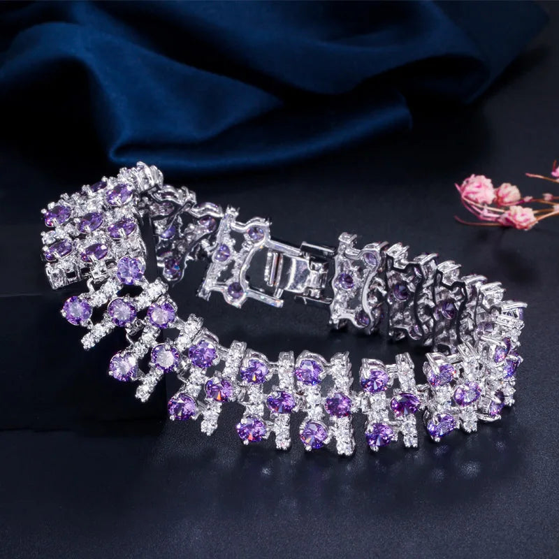 CWWZircons Big MultiColored CZ Stones Bracelet for Women