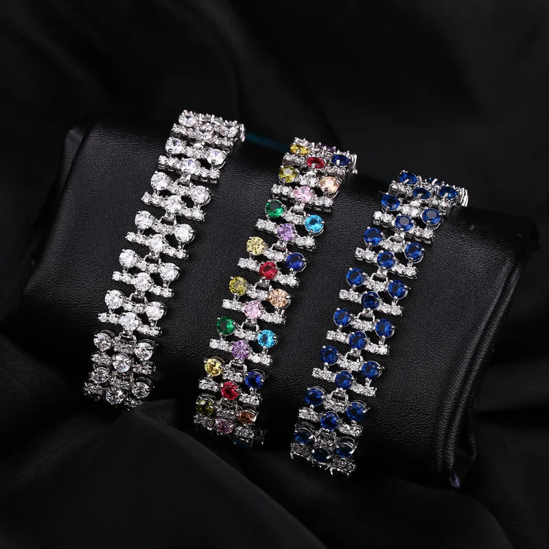 CWWZircons Big MultiColored CZ Stones Bracelet for Women