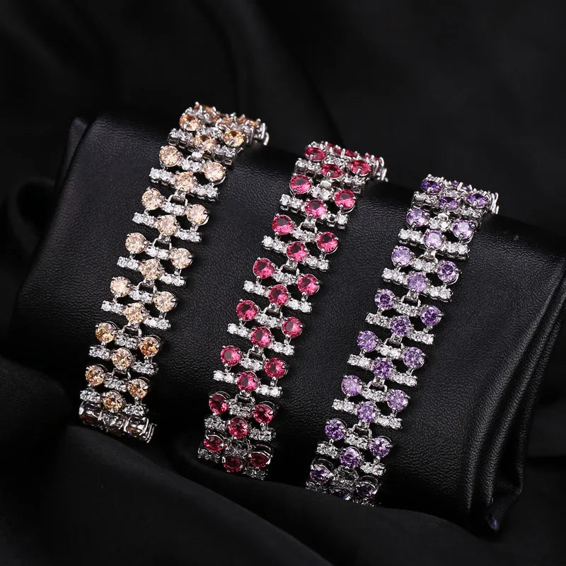 CWWZircons Big MultiColored CZ Stones Bracelet for Women