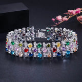 CWWZircons Big MultiColored CZ Stones Bracelet for Women