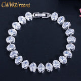 CWWZircons Romantic Women CZ Bracelet Round Oval Cut Cubic Zirconia Stones