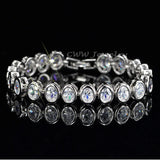 CWWZircons Romantic Women CZ Bracelet Round Oval Cut Cubic Zirconia Stones