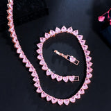CWWZircons Pink CZ Heart Tennis Choker Necklace for Women Gift