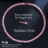 CWWZircons Pink CZ Heart Tennis Choker Necklace for Women Gift