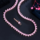 CWWZircons Pink CZ Heart Tennis Choker Necklace for Women Gift