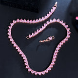CWWZircons Pink CZ Heart Tennis Choker Necklace for Women Gift
