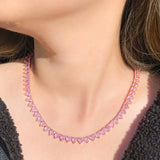 CWWZircons Pink CZ Heart Tennis Choker Necklace for Women Gift
