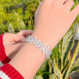 CWWZircons Marquise Cut CZ Chunky Bridal Bracelet for Wedding