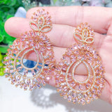 CWWZircons Pink CZ Drop Earrings for Women