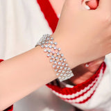 CWWZircons Layered Net CZ Stone Wide Wedding Bracelet