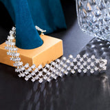 CWWZircons Layered Net CZ Stone Wide Wedding Bracelet