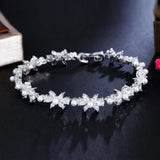 CWWZircons CZ Pave Flower Leaf Pearl Bracelet CB301