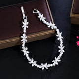 CWWZircons CZ Pave Flower Leaf Pearl Bracelet CB301