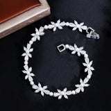 CWWZircons CZ Pave Flower Leaf Pearl Bracelet CB301