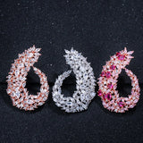 CZ Flower Hoop Earrings for Brides Wedding CZ416