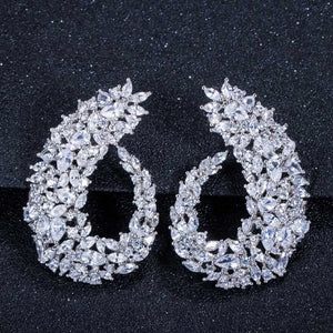 CZ Flower Hoop Earrings for Brides Wedding CZ416