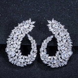 CZ Flower Hoop Earrings for Brides Wedding CZ416