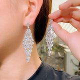 CZ Leaf Feather Wedding Earrings Dangly Drop CZ945