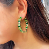 Light Green CZ Women Hoop Earrings Brazilian Plated Summer Party Jewelry