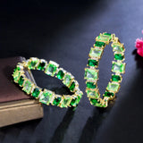 Light Green CZ Women Hoop Earrings Brazilian Plated Summer Party Jewelry