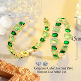 Light Green CZ Women Hoop Earrings Brazilian Plated Summer Party Jewelry