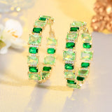 Light Green CZ Women Hoop Earrings Brazilian Plated Summer Party Jewelry