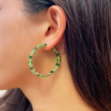 Light Green CZ Women Hoop Earrings Brazilian Plated Summer Party Jewelry